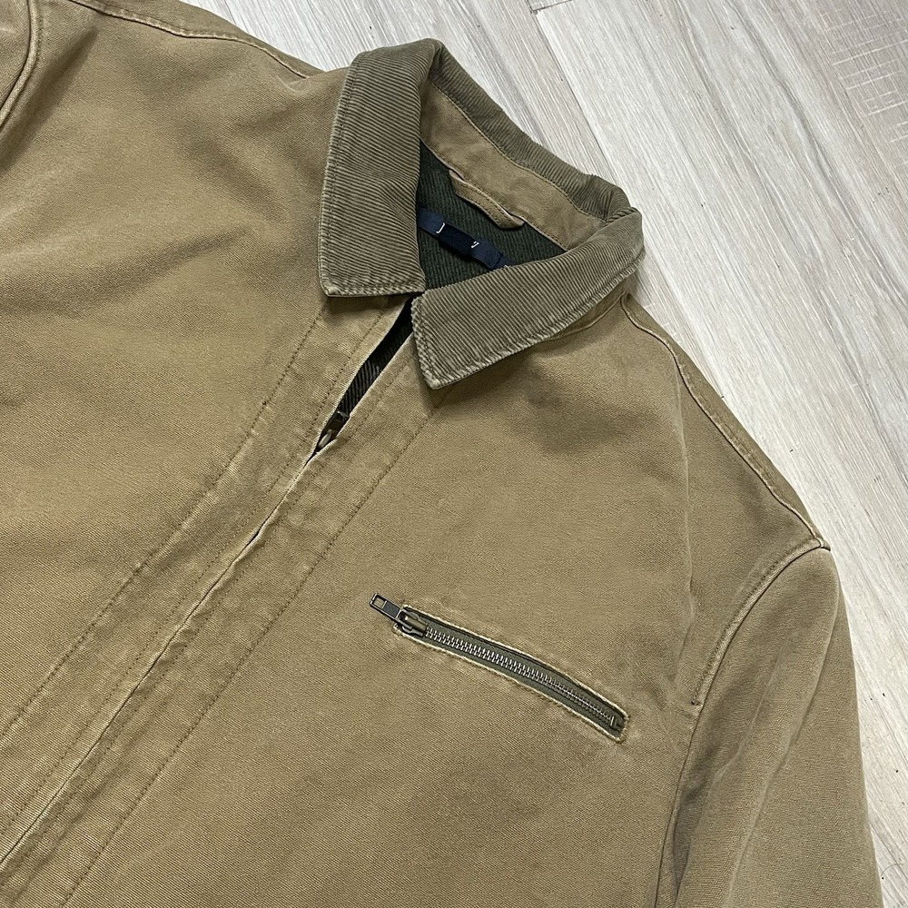 J Crew Barn Jacket Mens X-Large Brown Canvas Utility Military Flannel Lined